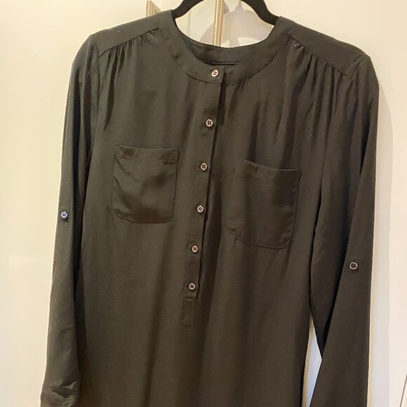 Black 100% Silk Joe Fresh Tunic/Shirt Dress Sz XS - Picture 8 of 10